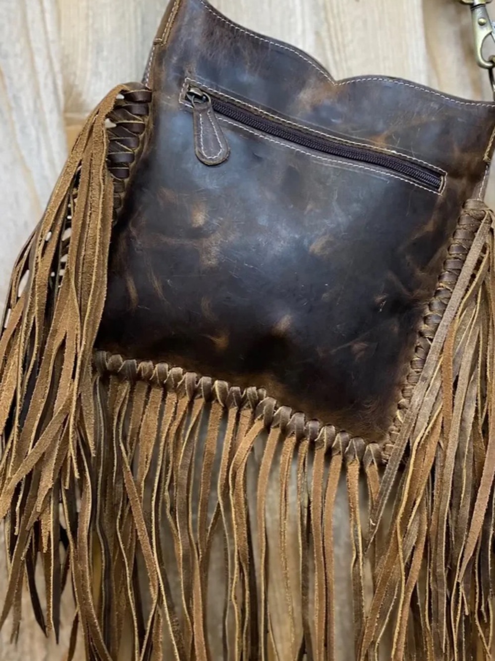Artisan hand crafted Fringed Leather Horse Crossbody conceal carry RTL $295 NWOT - Picture 7 of 7